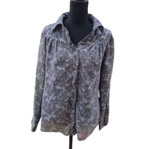 Gimmicks by BKE Shirt Top Blouse Women's Medium Grey Button Down Long Sleeve New